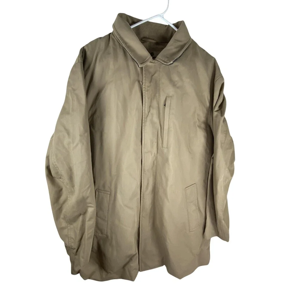 Banana Republic Coat Mens 2XL Beige Modern Mac Jac Lined Full Zip Rain Coat